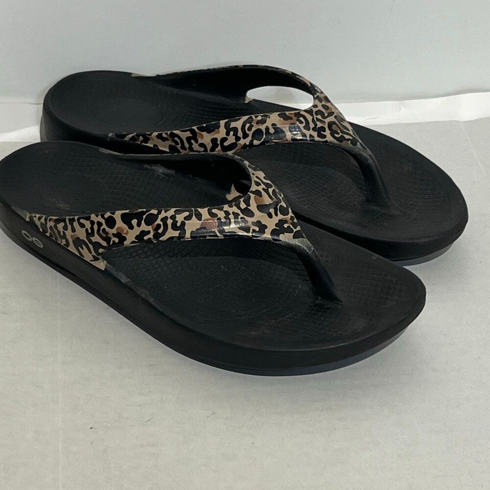 OOFOS Multicolor Limited OOlala Leopard Recovery Flip Flop Sandals Size 11